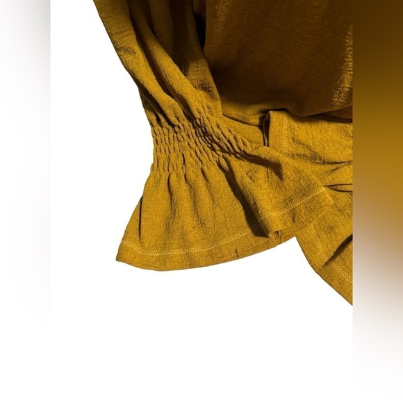 Patrizia Luca Women’s Mustard Saffron Frilly Turtleneck Long Sleeve Blouse M - Picture 4 of 8